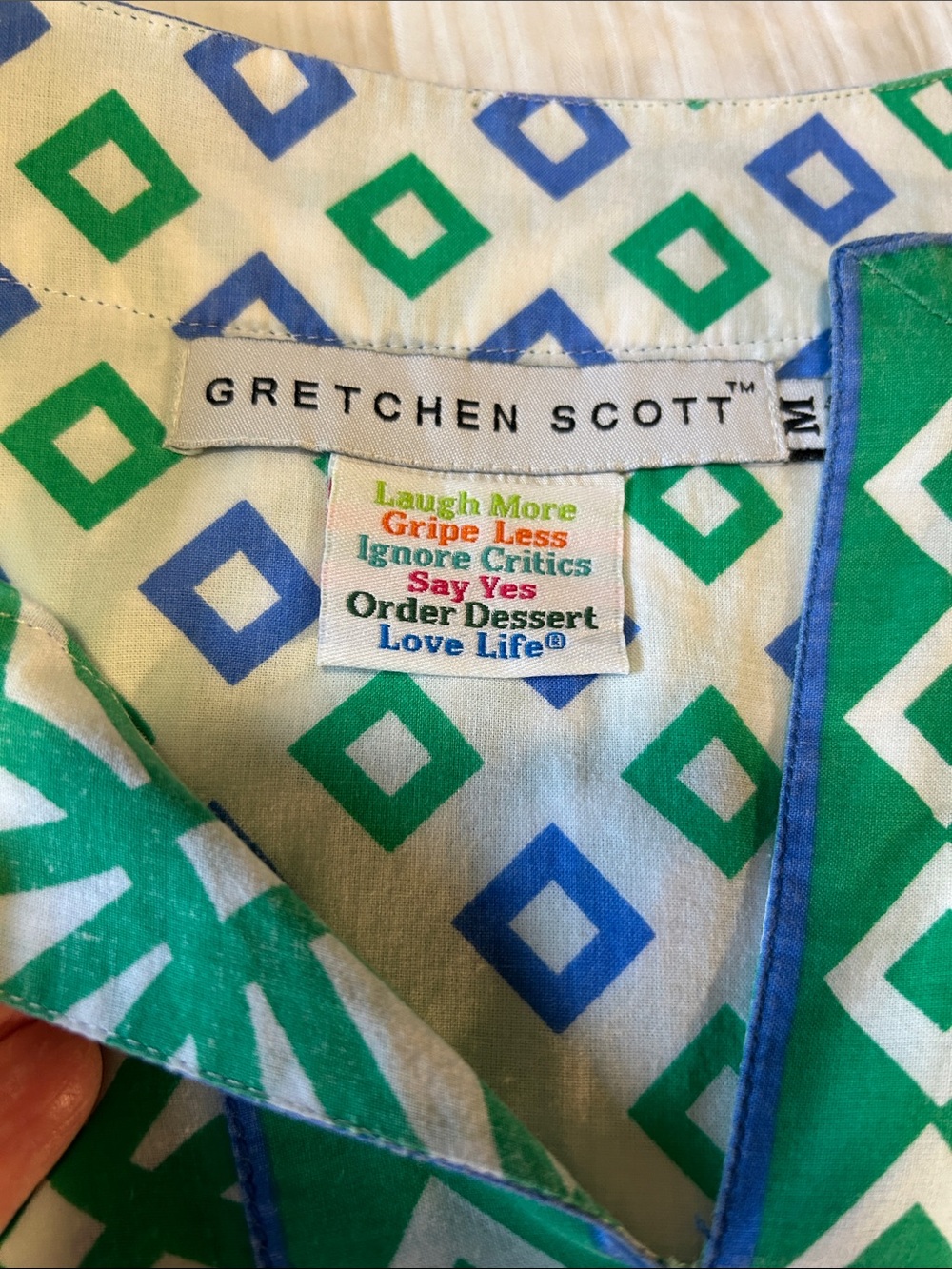 Gretchen Scott Designs Geometric Print Split-Neck Tunic Size Medium - Picture 3 of 7